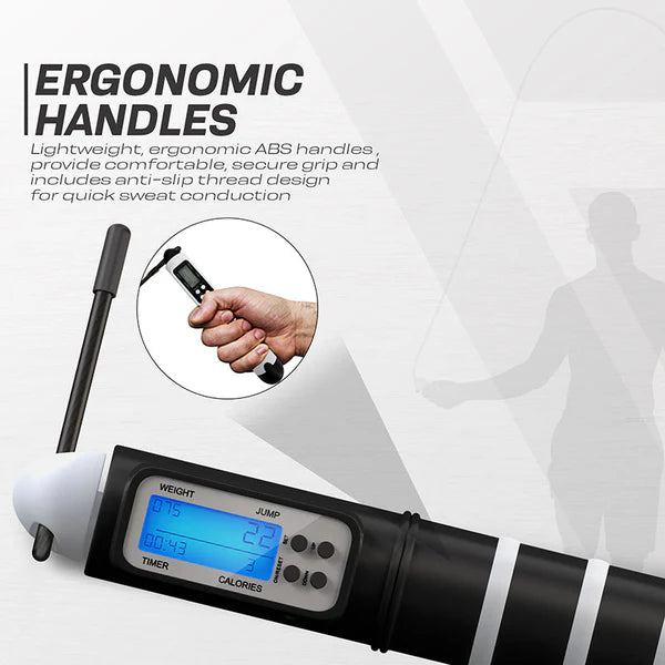 RDX Smart Digital Jump Rope with Calorie Counter & LED Display - 10.3ft Adjustable Speed Skipping Rope for Fitness, HIIT, Boxing Training - Tangle-Free Steel Cable with 360° Rotation